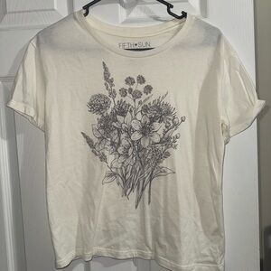 Fifth Sun Ivory Floral Print Tee